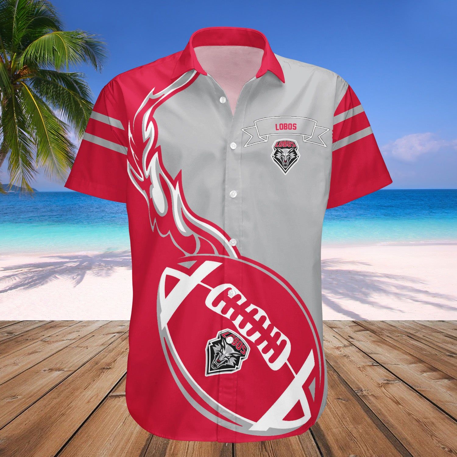 New Mexico Lobos Hawaii Shirt Flame Ball – NCAA