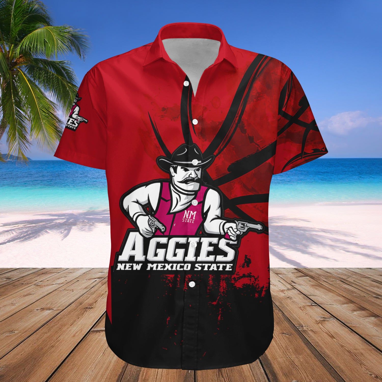 New Mexico State Aggies Hawaii Shirt Basketball Net Grunge Pattern – NCAA