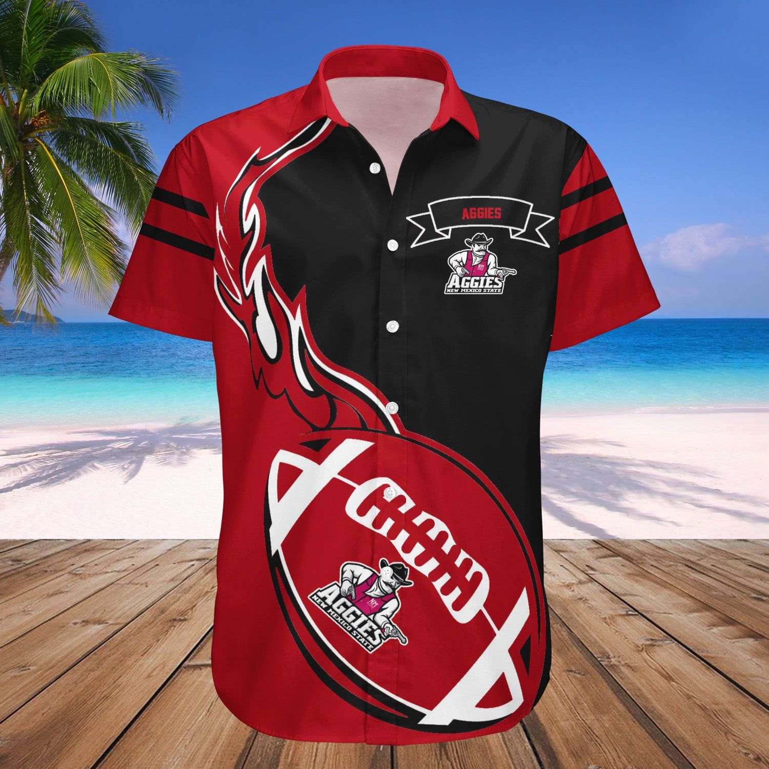 New Mexico State Aggies Hawaii Shirt Flame Ball – NCAA