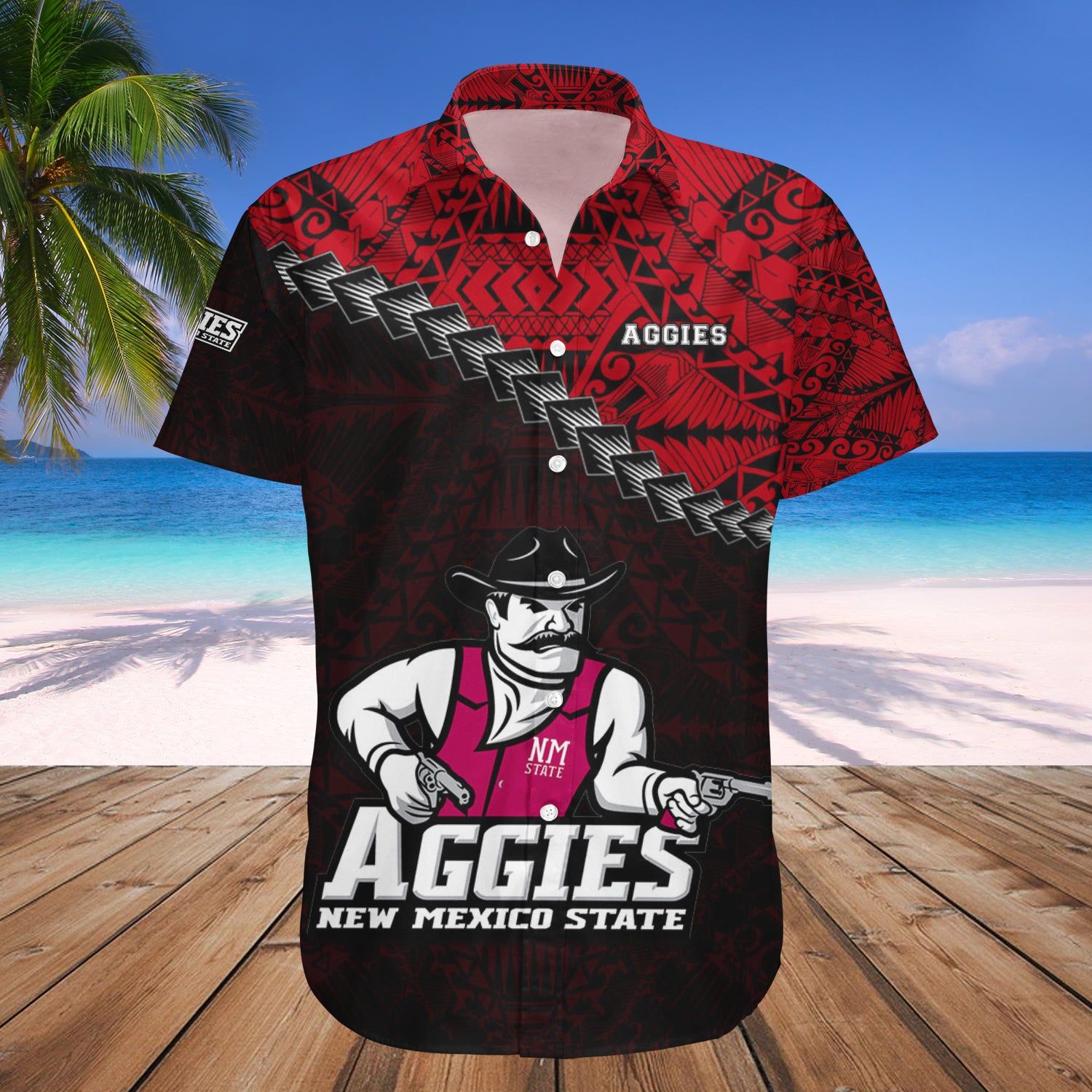 New Mexico State Aggies Hawaii Shirt Grunge Polynesian Tattoo – NCAA