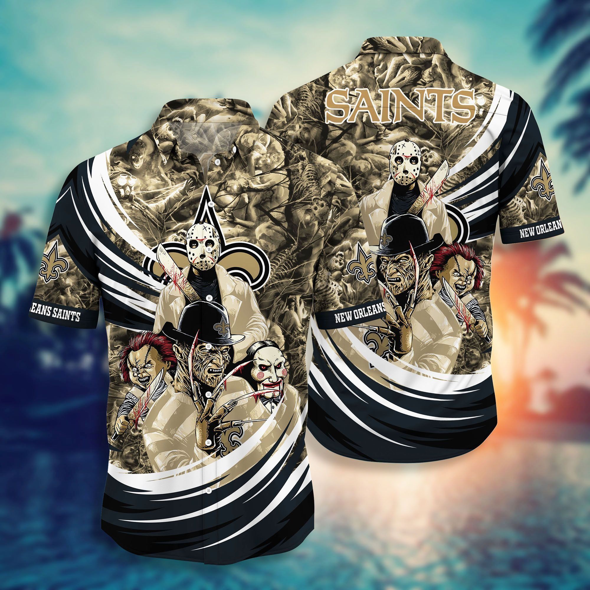 New Orleans Saints NFL Halloween Horror Movies Hawaiian Shirt & Short