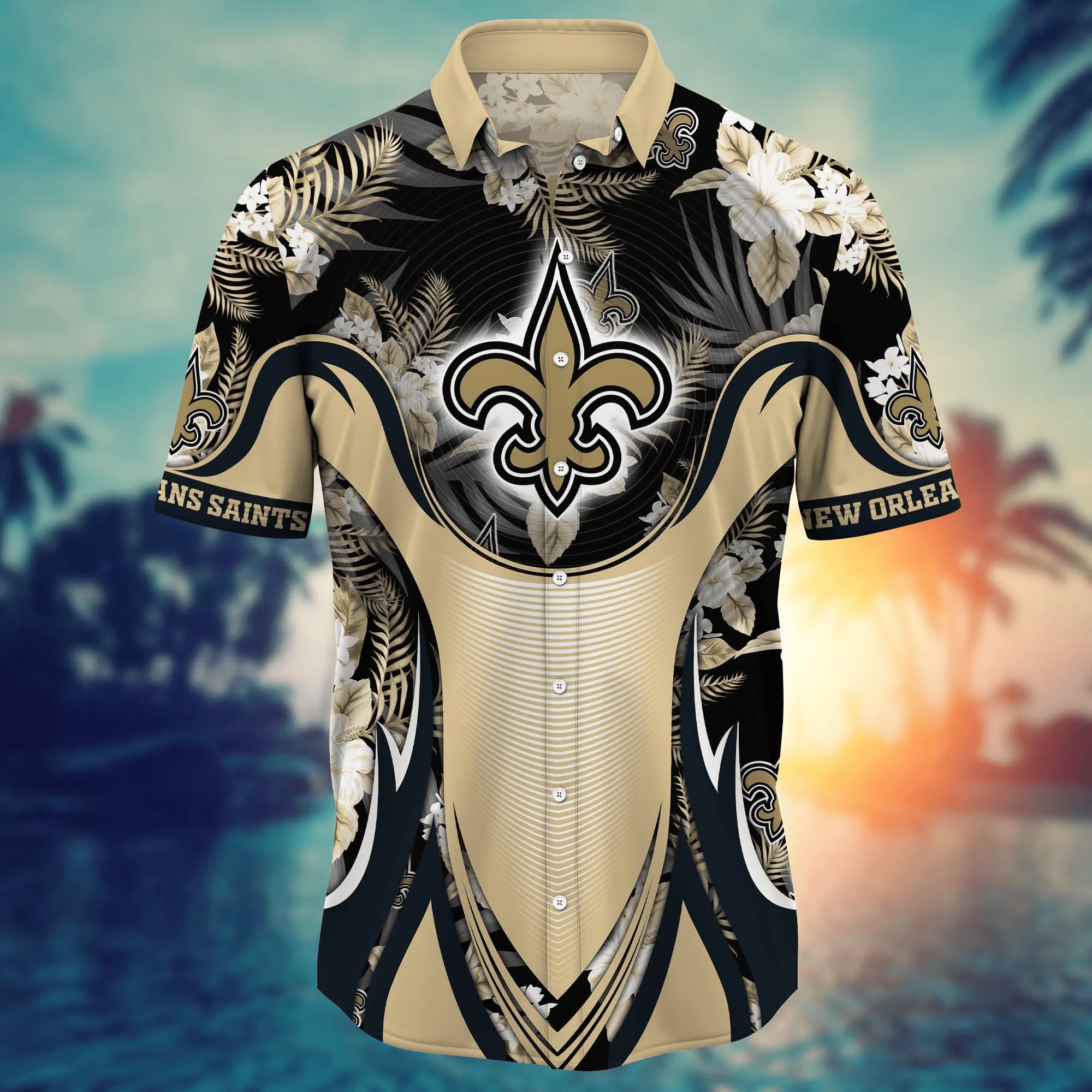 New Orleans Saints NFL Hawaiian Shirt Blooming Flowers Aloha Shirt