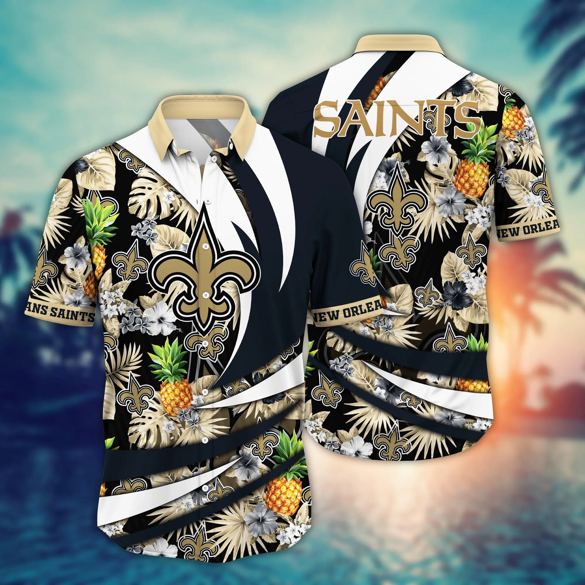 New Orleans Saints NFL Hawaiian Shirt Sea Breeze Aloha Shirt New Orleans Saints NFL Hawaiian Shirt Sea Breeze Aloha Shirt