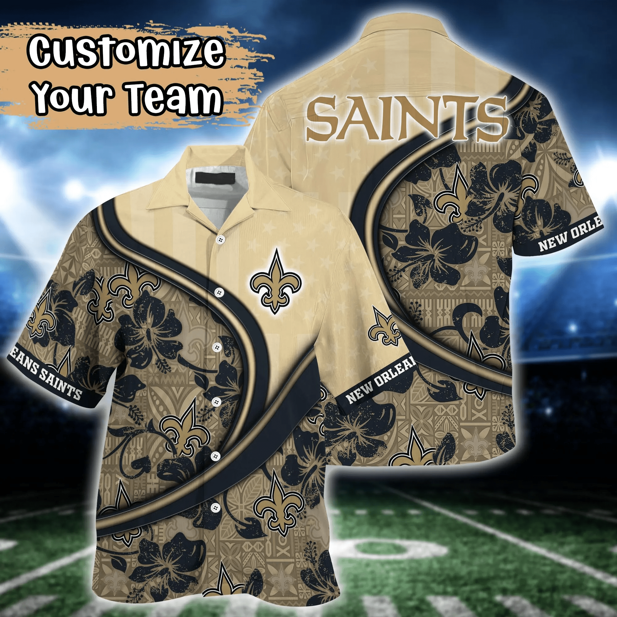New Orleans Saints NFL Us Flag Hawaiian Shirt Custom Summer Aloha Shirt New Orleans Saints NFL Us Flag Hawaiian Shirt Custom Summer Aloha Shirt