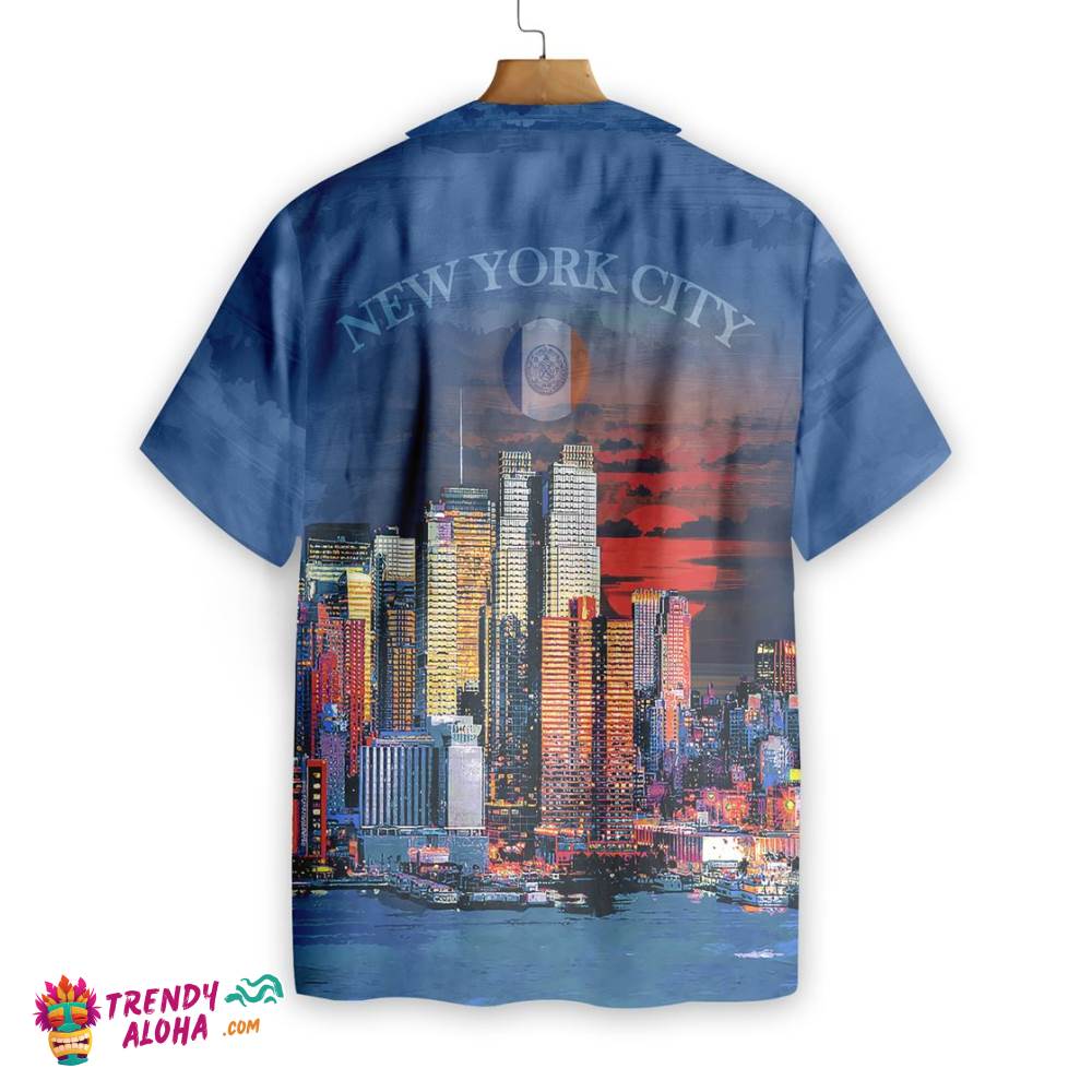New York City Neon At Night Hawaiian Shirt