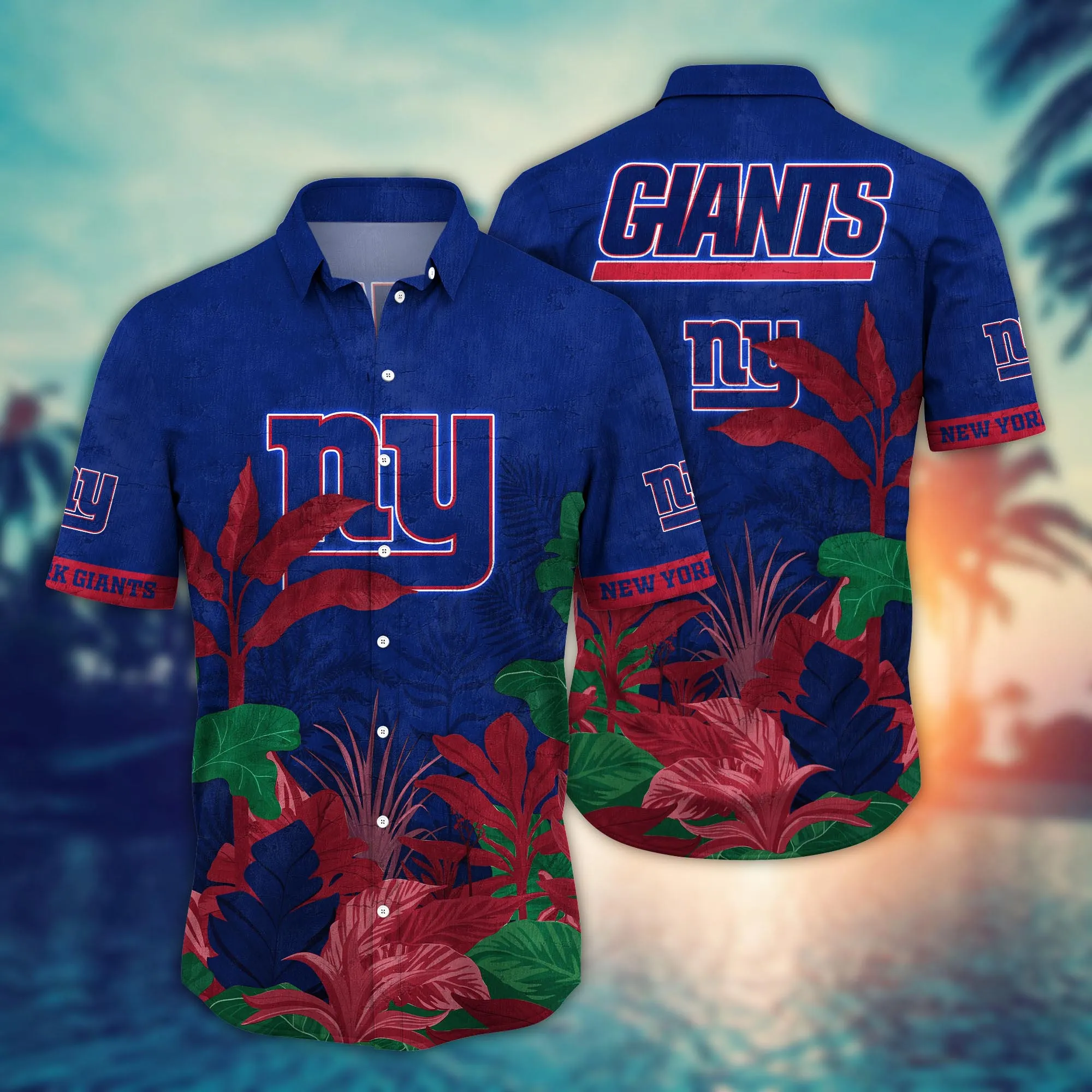 New York Giants NFL Hawaiian Shirt Sandcastles Aloha Shirt New York Giants NFL Hawaiian Shirt Sandcastles Aloha Shirt