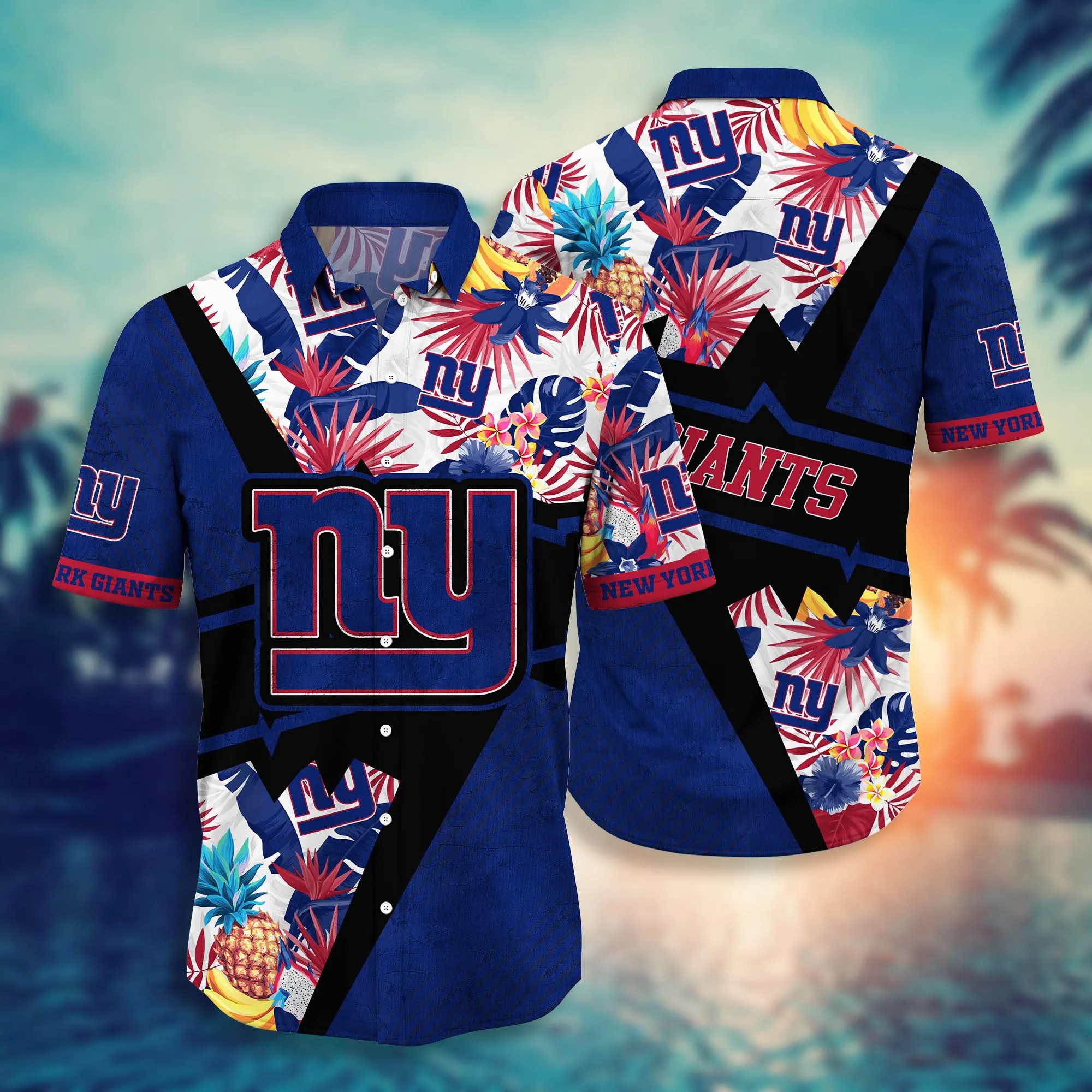 New York Giants NFL Hawaiian Shirt Warm Nights Aloha Shirt New York Giants NFL Hawaiian Shirt Warm Nights Aloha Shirt