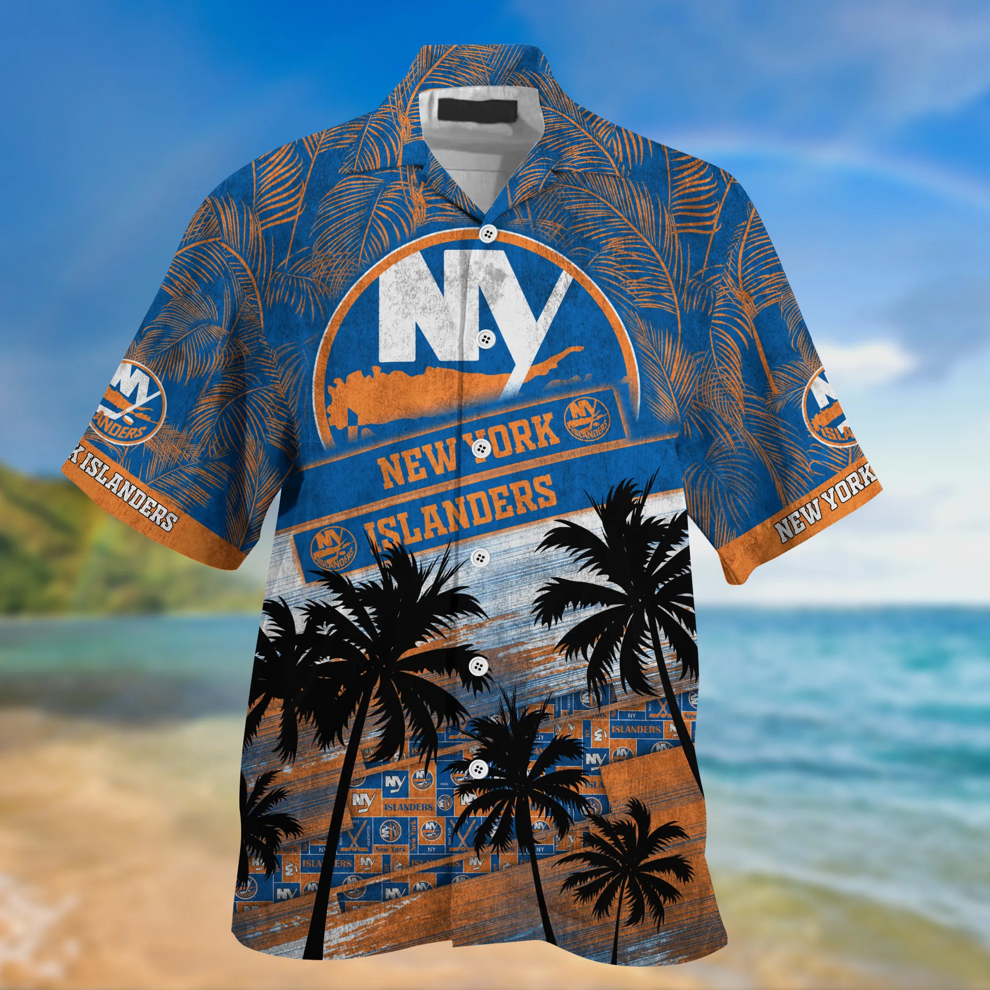 New York Islanders NHL Palm Tree Pattern Hawaii Shirt For Sports Fans Unisex Sport Hawaii Shirt