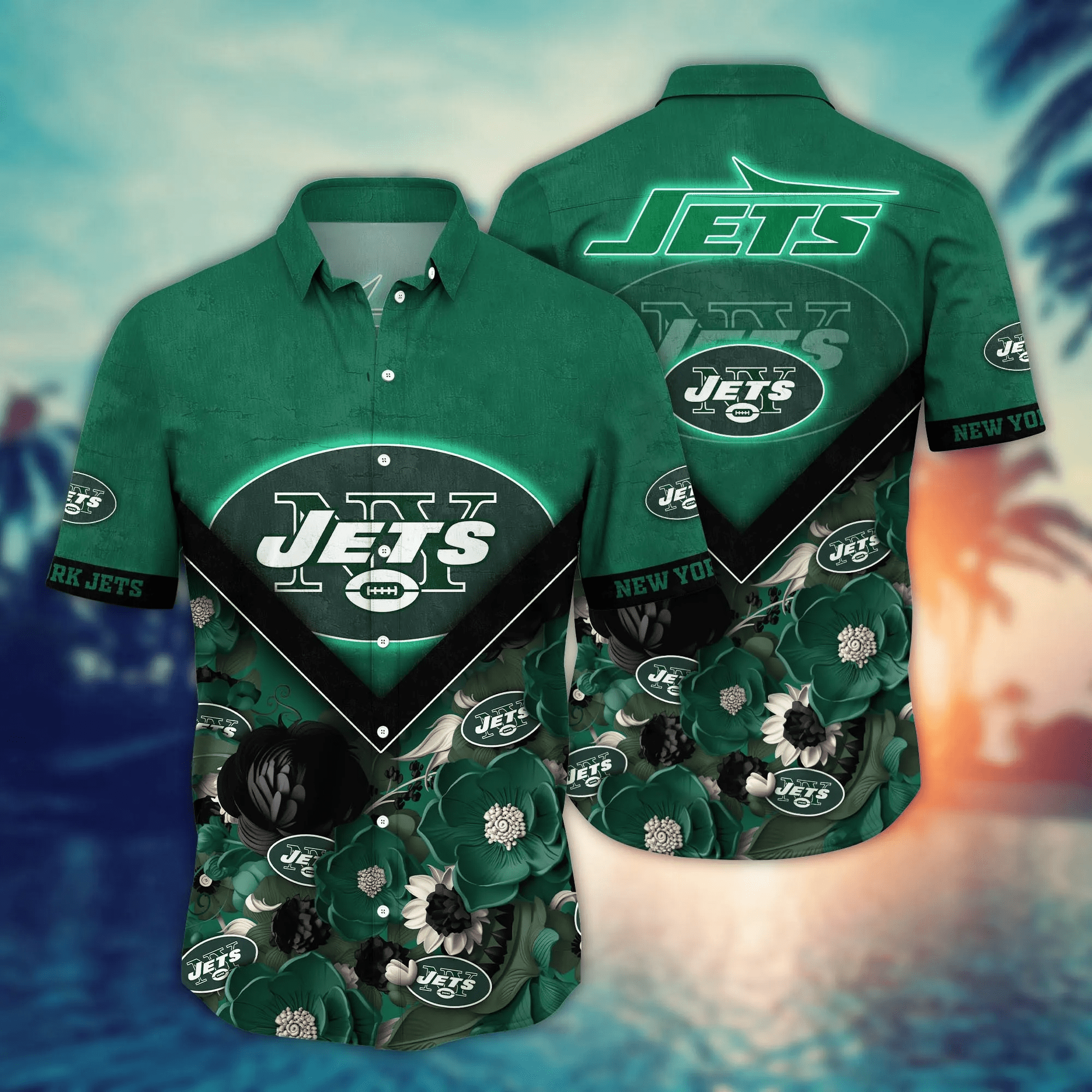 New York Jets NFL Hawaiian Shirt Custom Golden Hour Aloha Shirt
