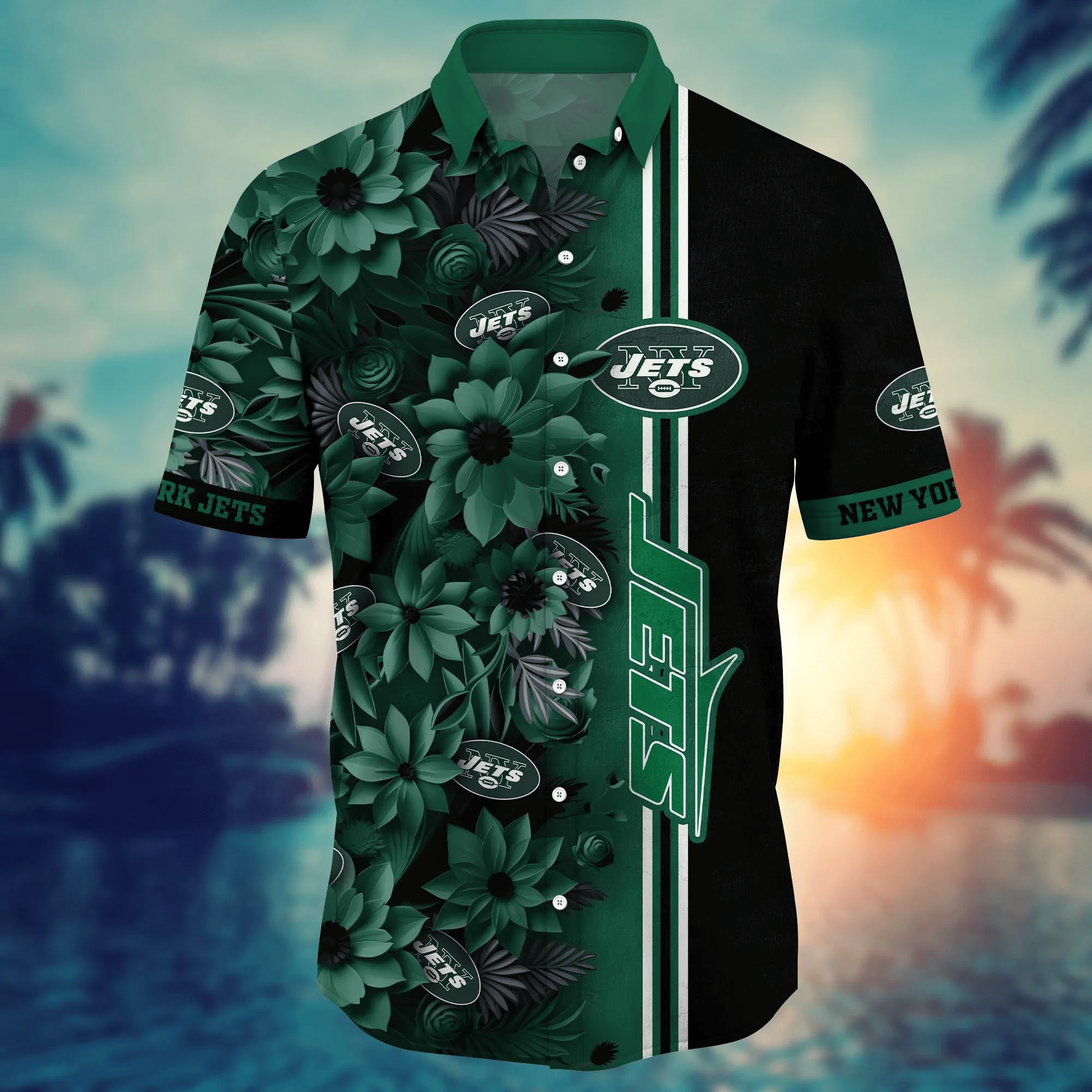 New York Jets NFL Hawaiian Shirt Custom Seaside Aloha Shirt