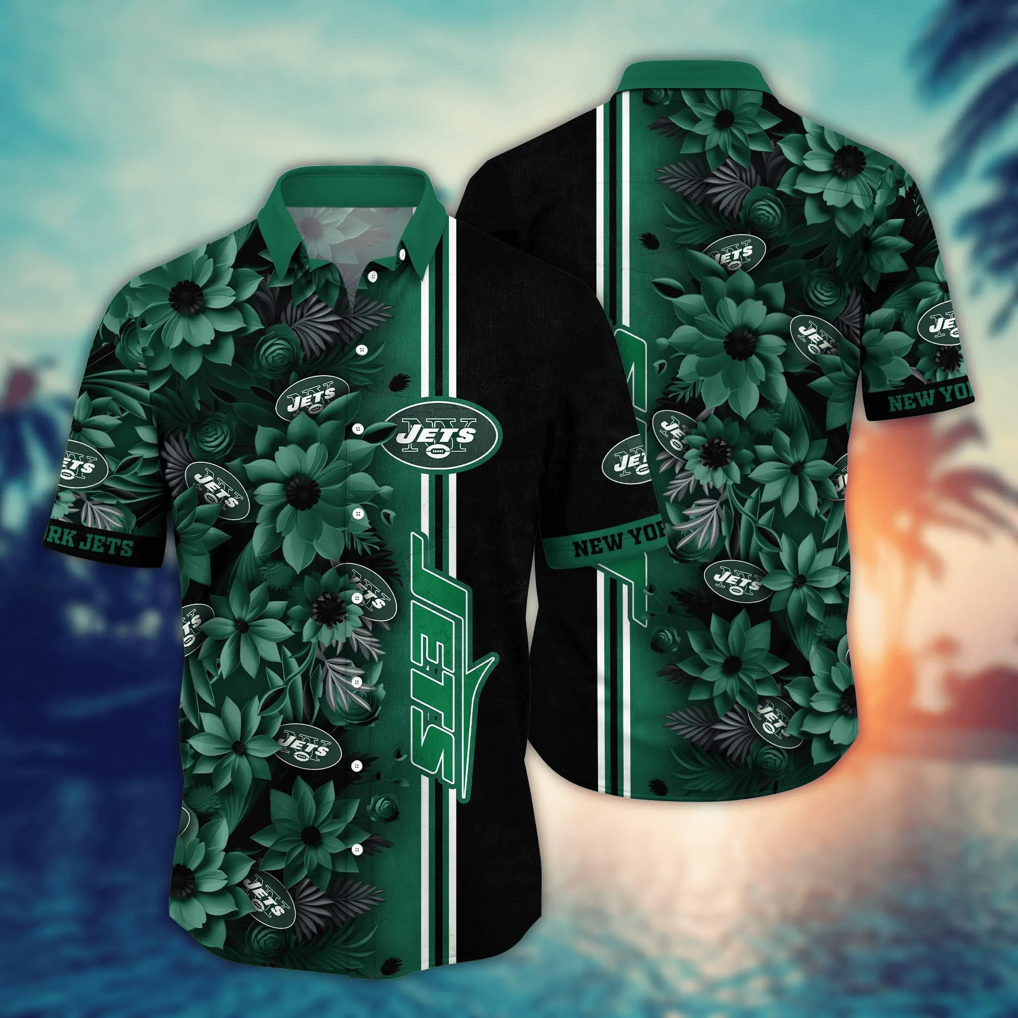 New York Jets NFL Hawaiian Shirt Custom Seaside Aloha Shirt