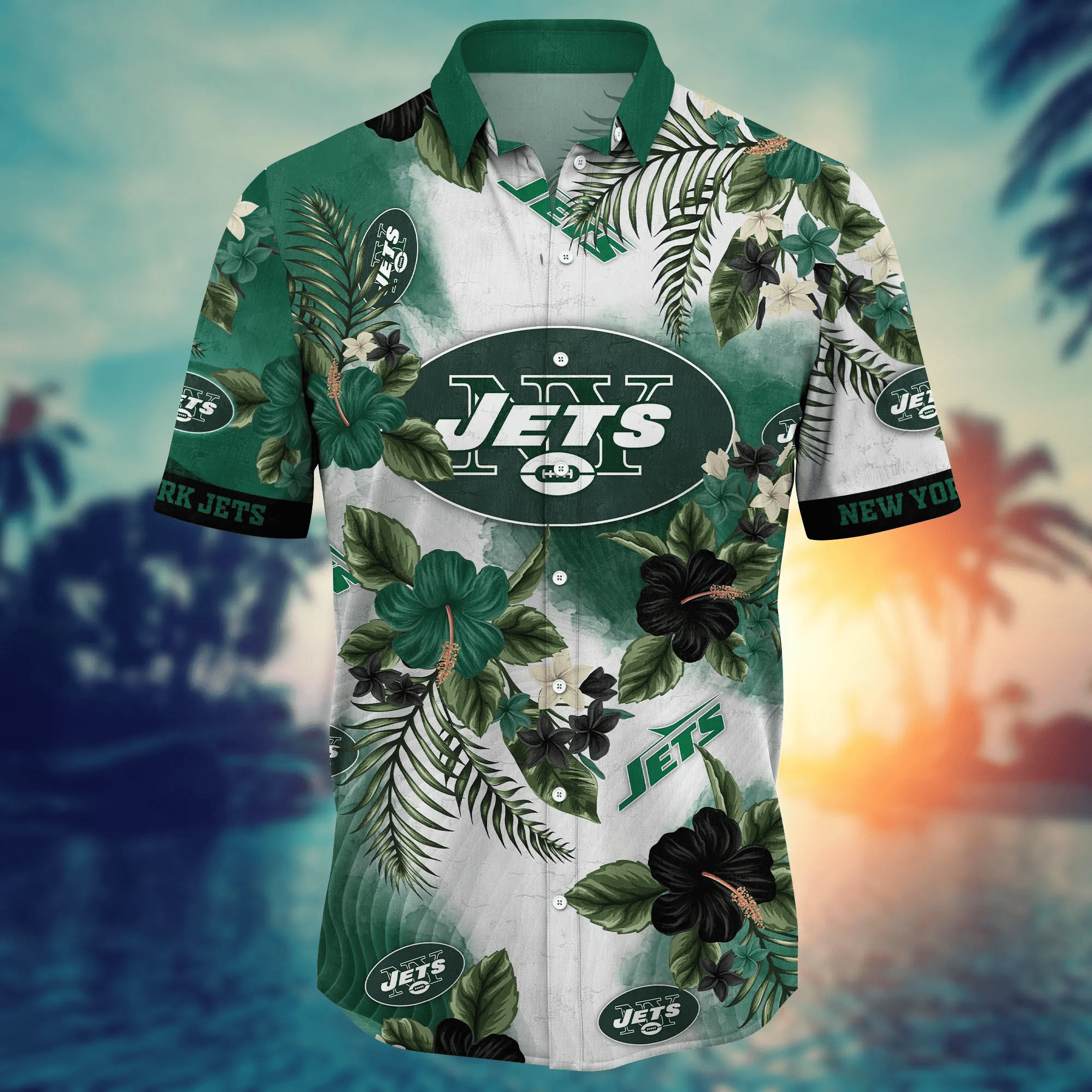 New York Jets NFL Hawaiian Shirt Evening Strollstime Aloha Shirt