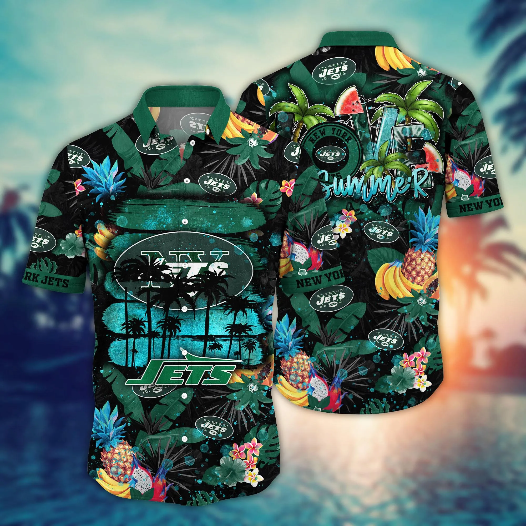 New York Jets NFL Hawaiian Shirt Straw Hatstime Aloha Shirt