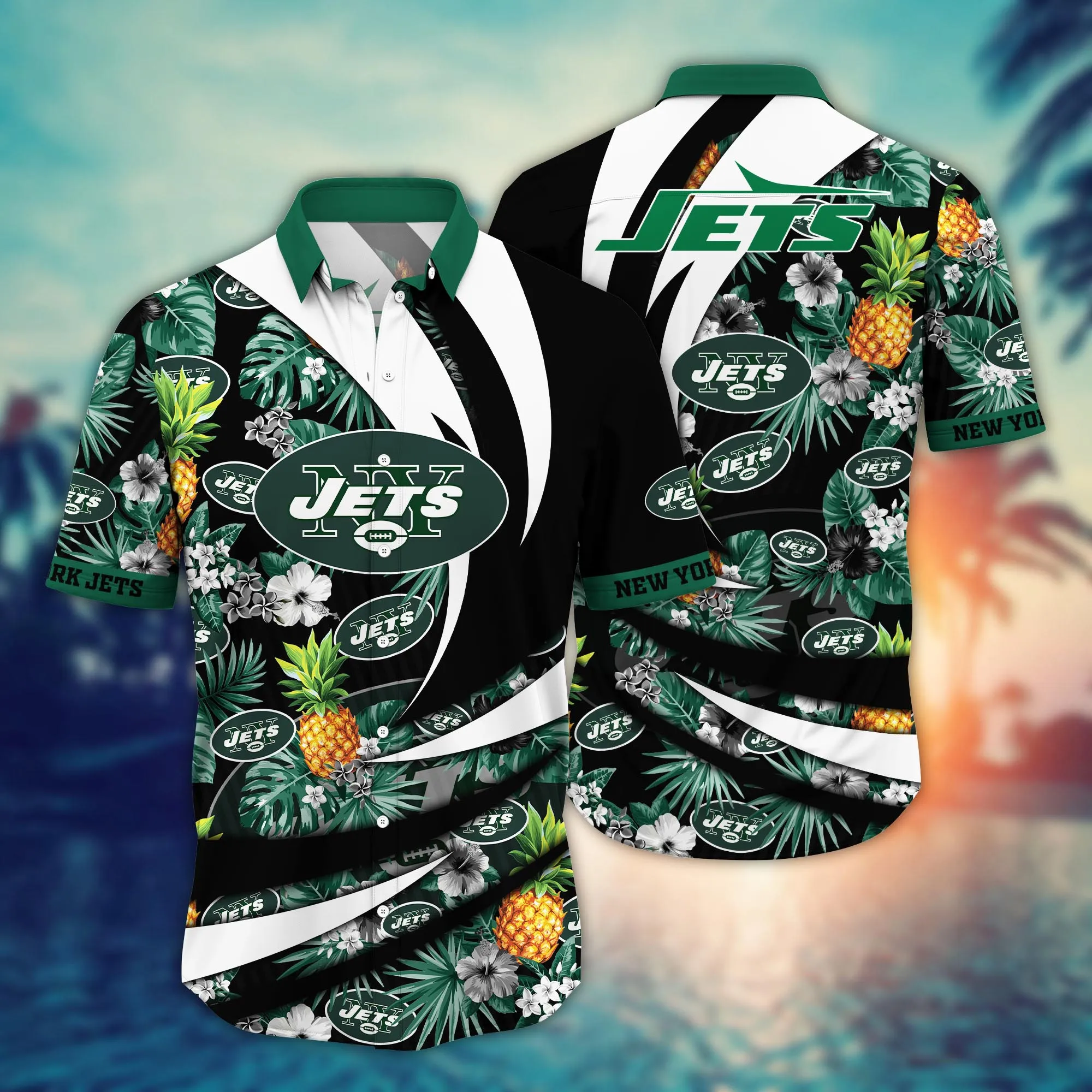 New York Jets NFL Hawaiian Shirt Warm Days Aloha Shirt New York Jets NFL Hawaiian Shirt Warm Days Aloha Shirt