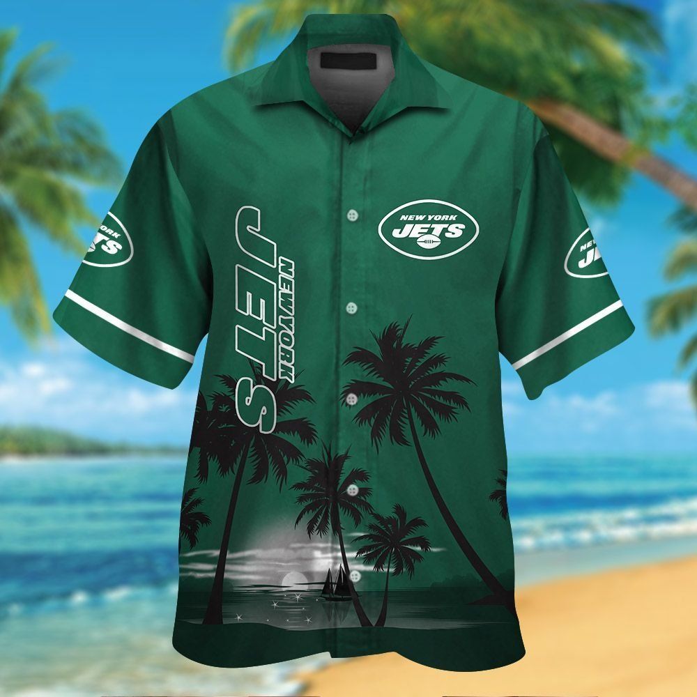 New York Jets Short Sleeve Button Up Tropical Hawaiian Shirt VER06