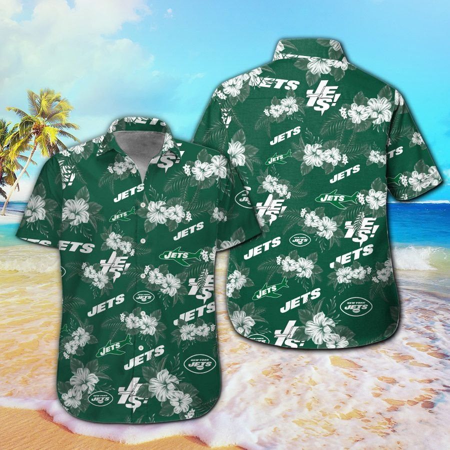 New York Jets Short Sleeve Button Up Tropical Hawaiian Shirt VER08