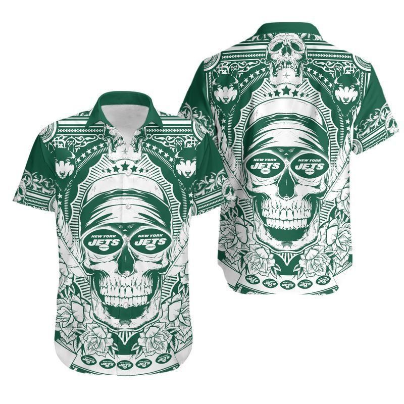 New York Jets Skull NFL Gift For Fan Hawaii Shirt And Shorts Summer Collection