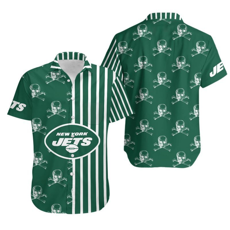 New York Jets Stripes And Skull Hawaii Shirt And Shorts Summer Collect