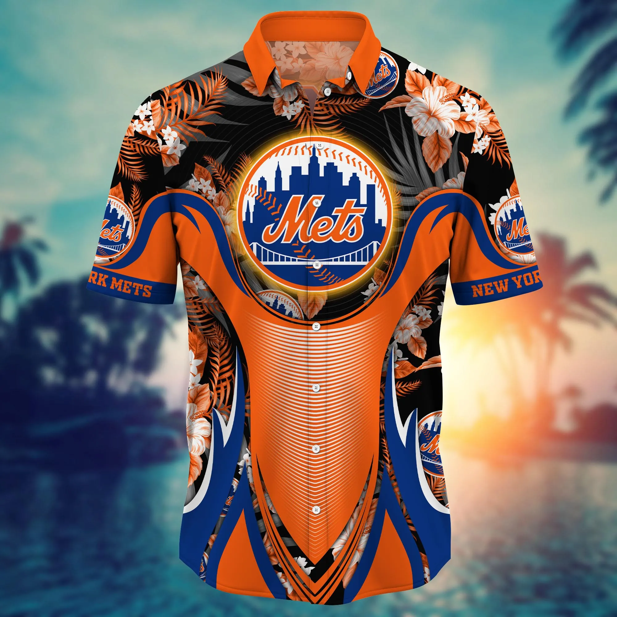 New York Mets MLB Hawaiian Shirt Parasols Aloha Shirt