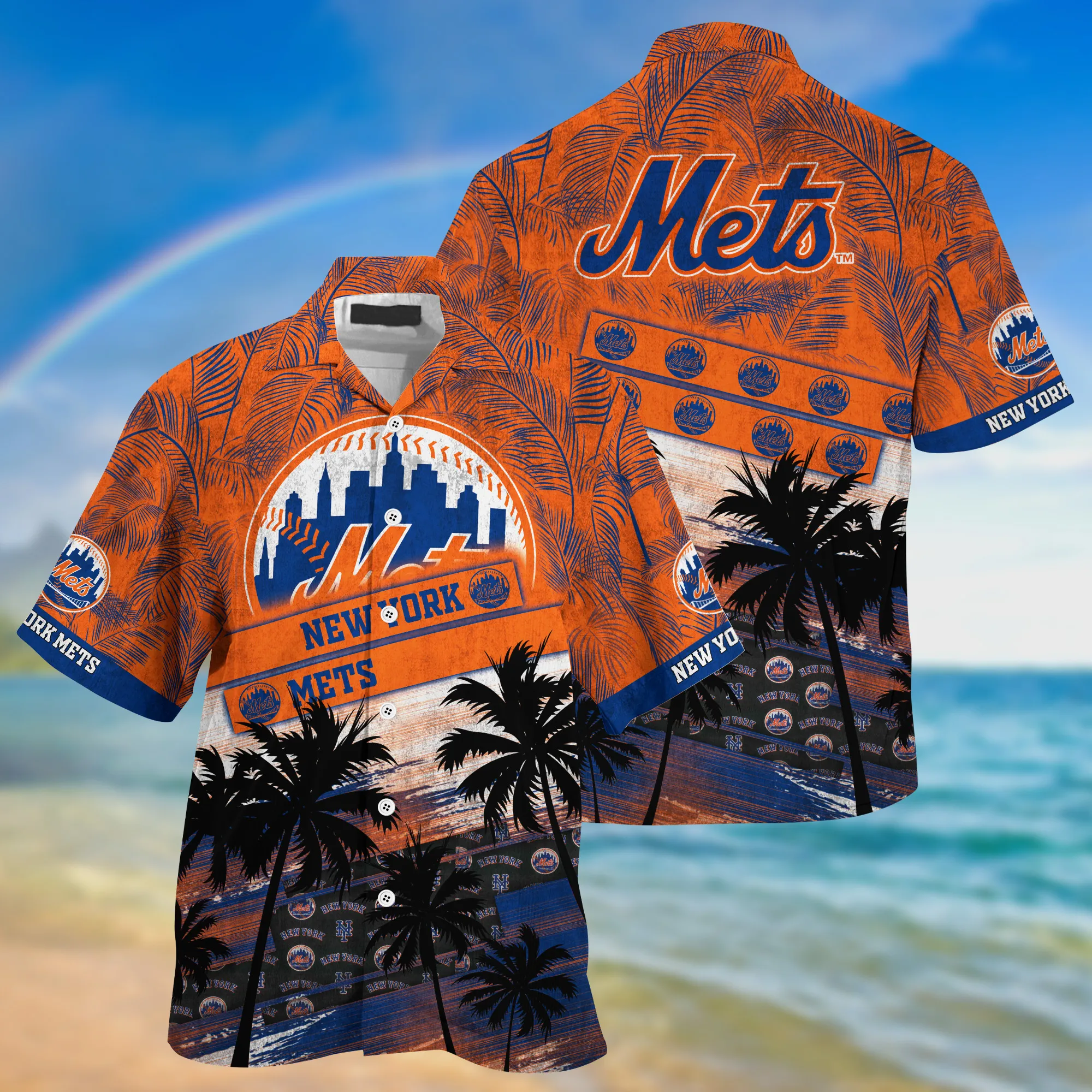 New York Mets MLB Palm Tree Pattern Hawaii Shirt For Sports Fans Unisex Sport Hawaii Shirt New York Mets MLB Palm Tree Pattern Hawaii Shirt For Sports Fans Unisex Sport Hawaii Shirt