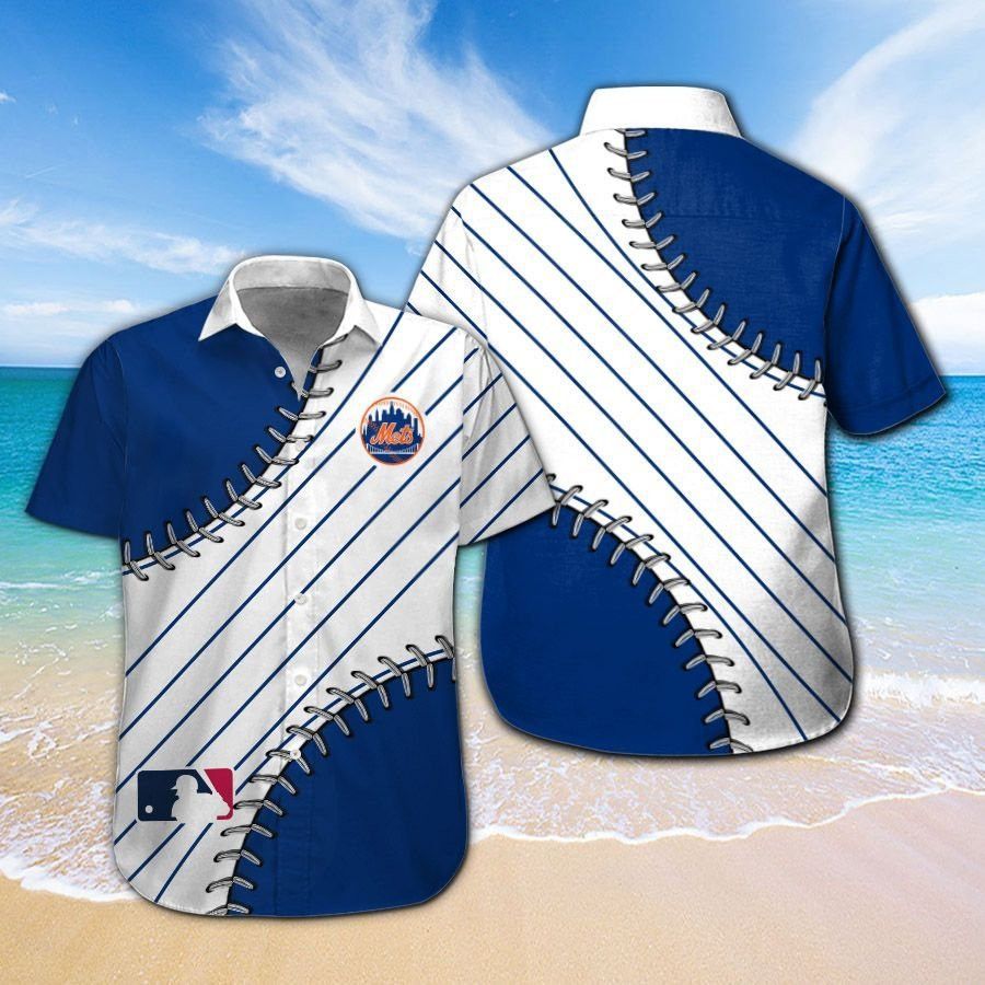 New York Mets Short Sleeve Button Up Tropical Hawaiian Shirt VER01