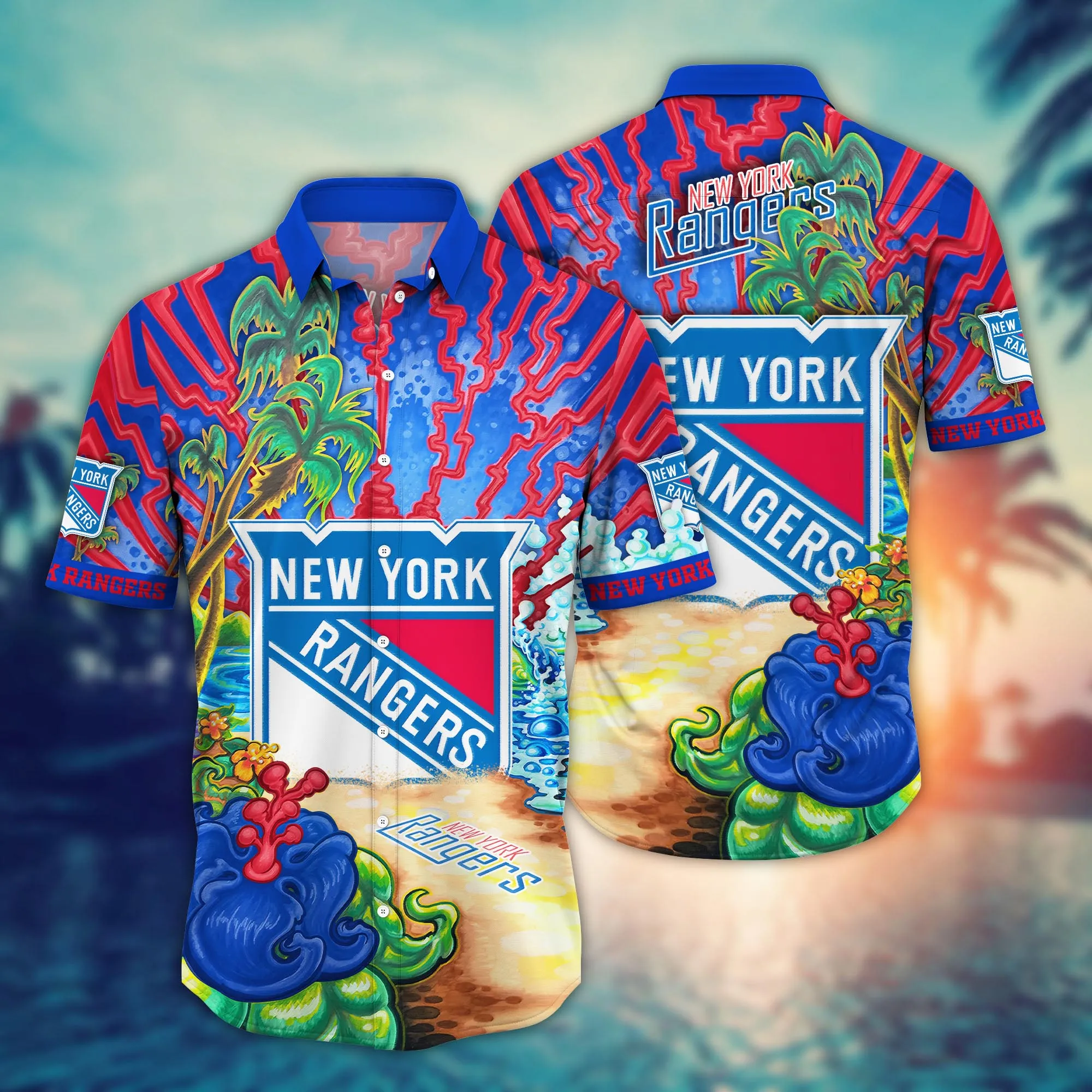 New York Rangers NHL Hawaiian Shirt Beer Gardenstime Aloha Shirt New York Rangers NHL Hawaiian Shirt Beer Gardenstime Aloha Shirt
