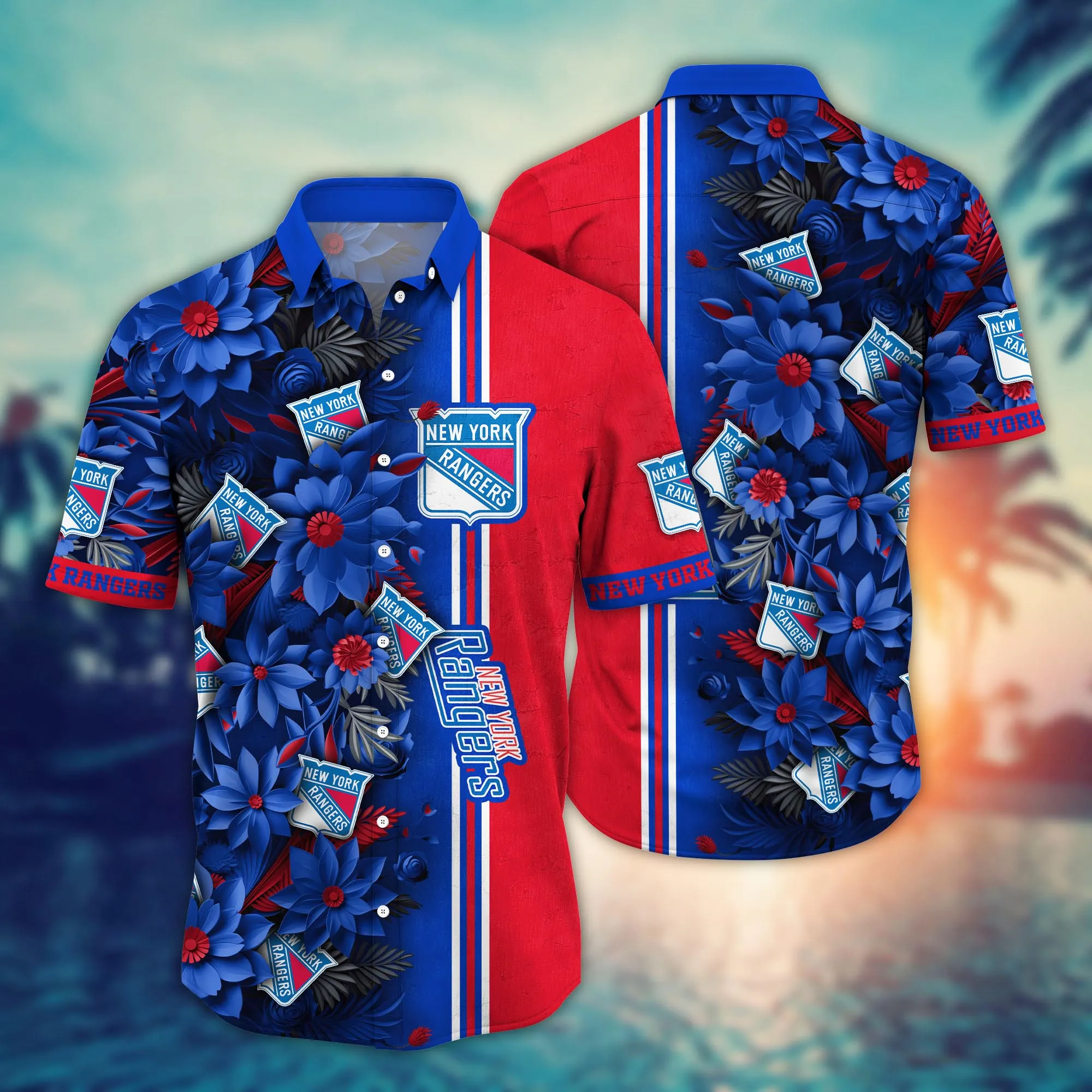 New York Rangers NHL Hawaiian Shirt Custom Sun-Soaked Aloha Shirt