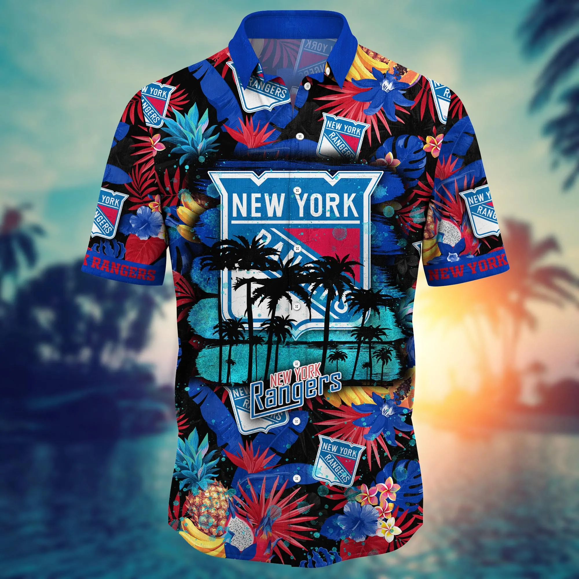 New York Rangers NHL Hawaiian Shirt Pool Partiestime Aloha Shirt