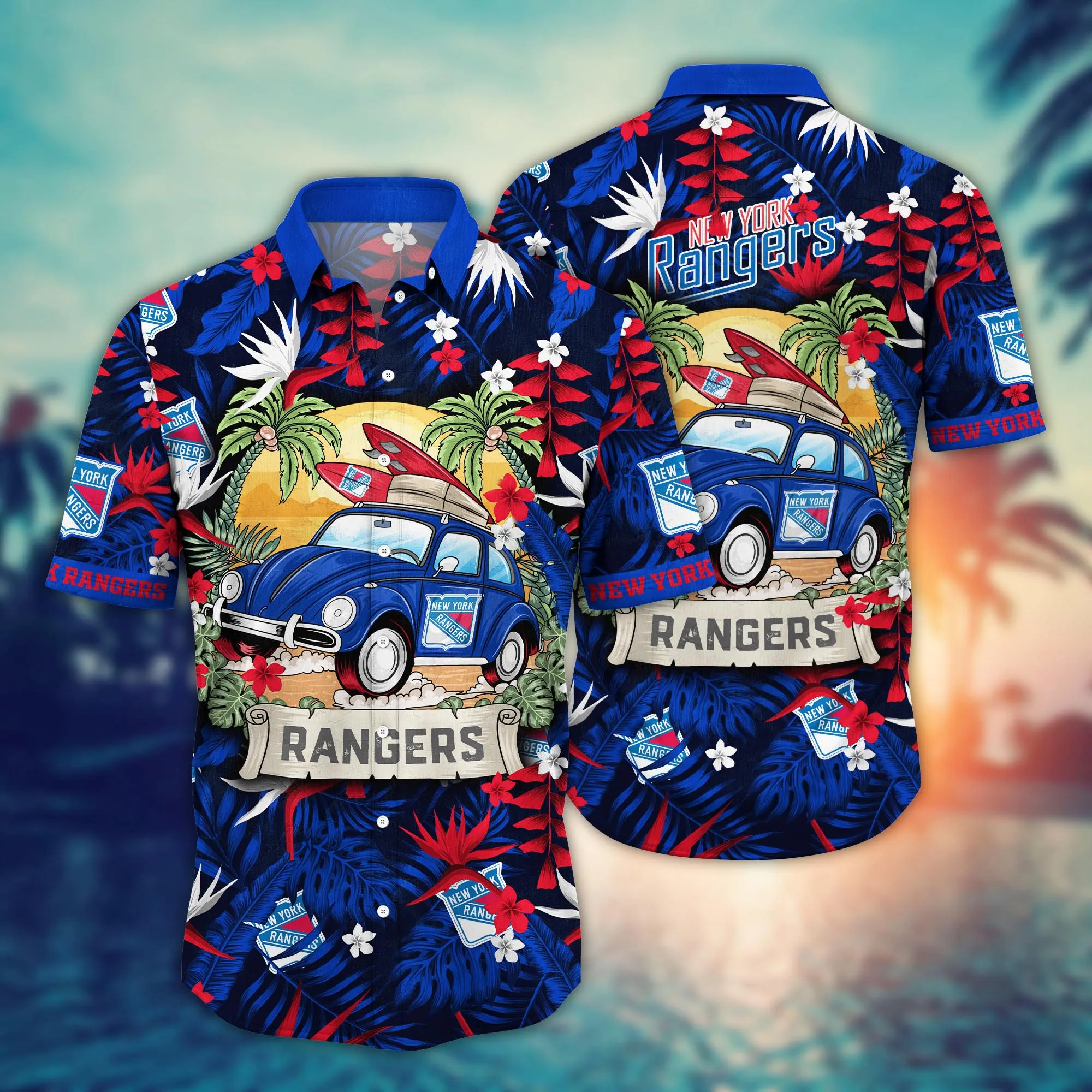 New York Rangers NHL Hawaiian Shirt Summerytime Aloha Shirt New York Rangers NHL Hawaiian Shirt Summerytime Aloha Shirt