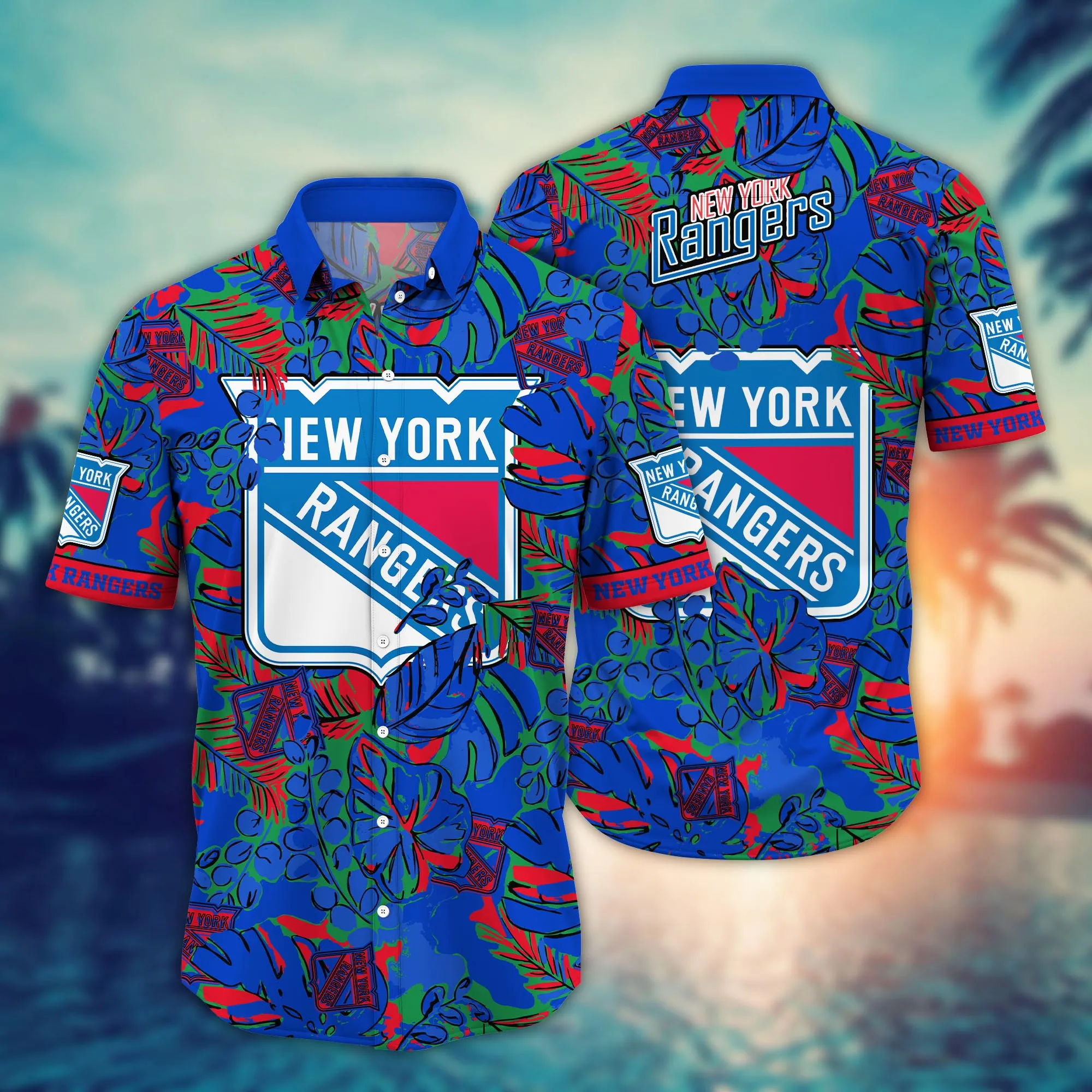 New York Rangers NHL Hawaiian Shirt Sun-Soaked Aloha Shirt