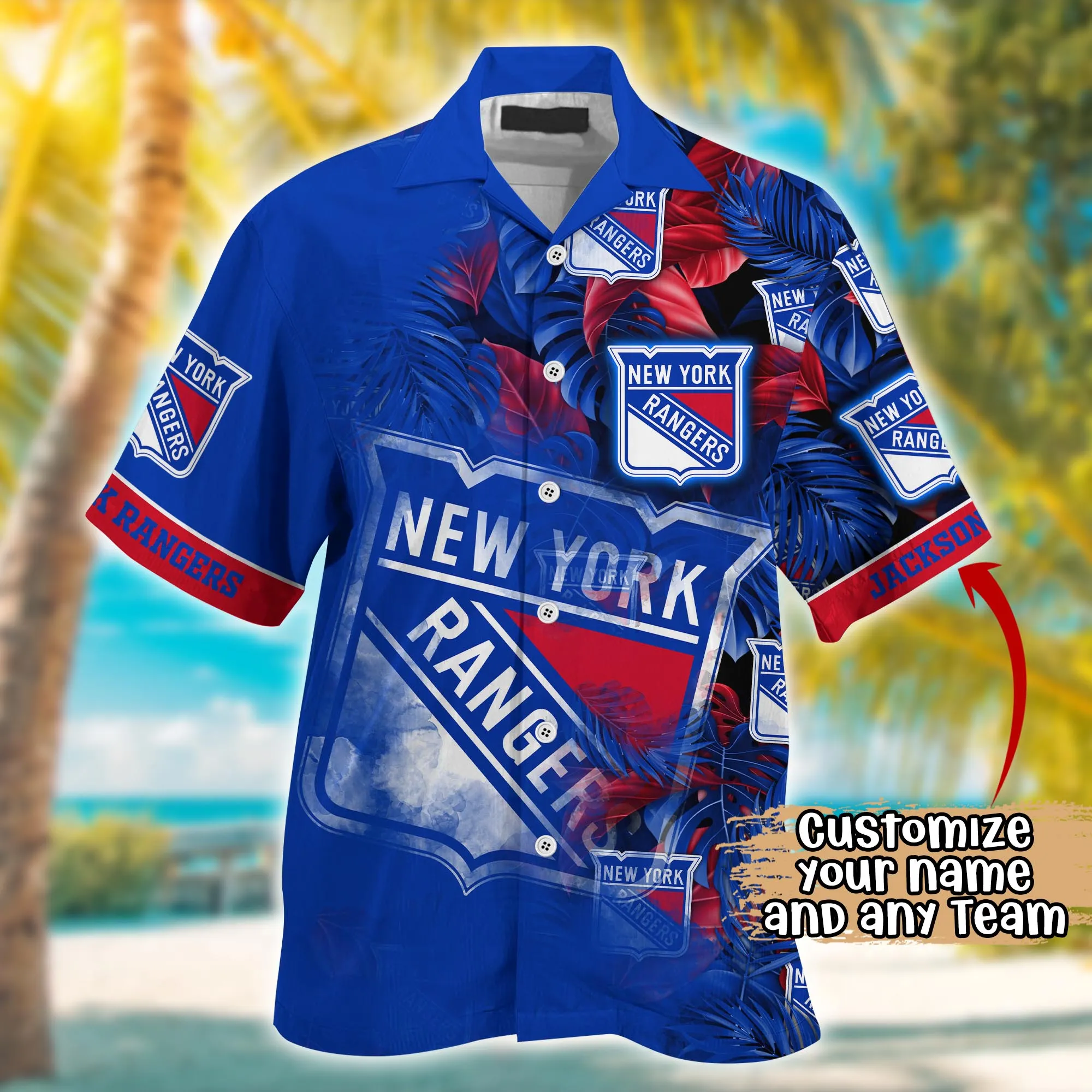 New York Rangers NHL Summer Hawaii Shirt And Tshirt Custom Aloha Shirt