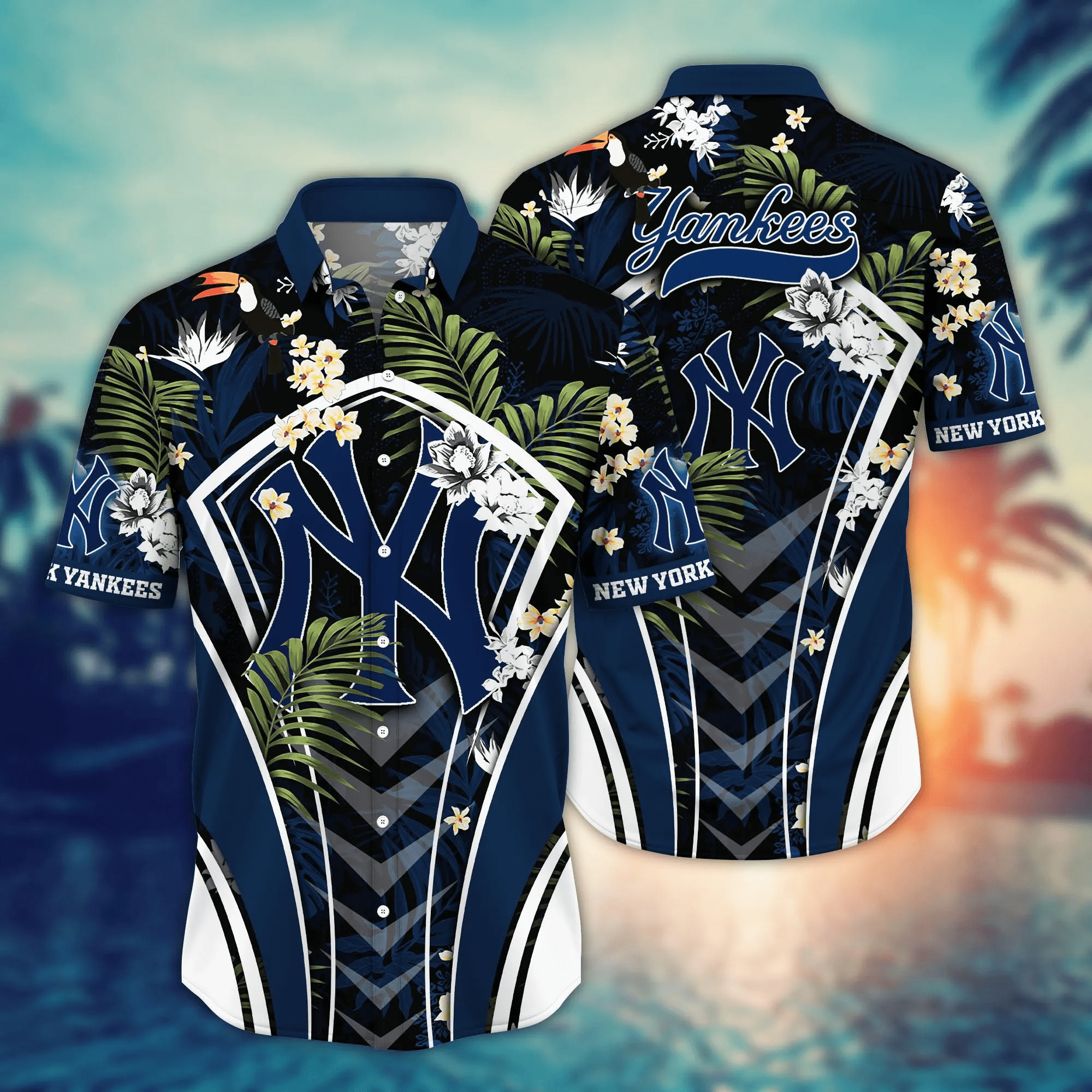 New York Yankees MLB Hawaiian Shirt Beer Gardens Aloha Shirt