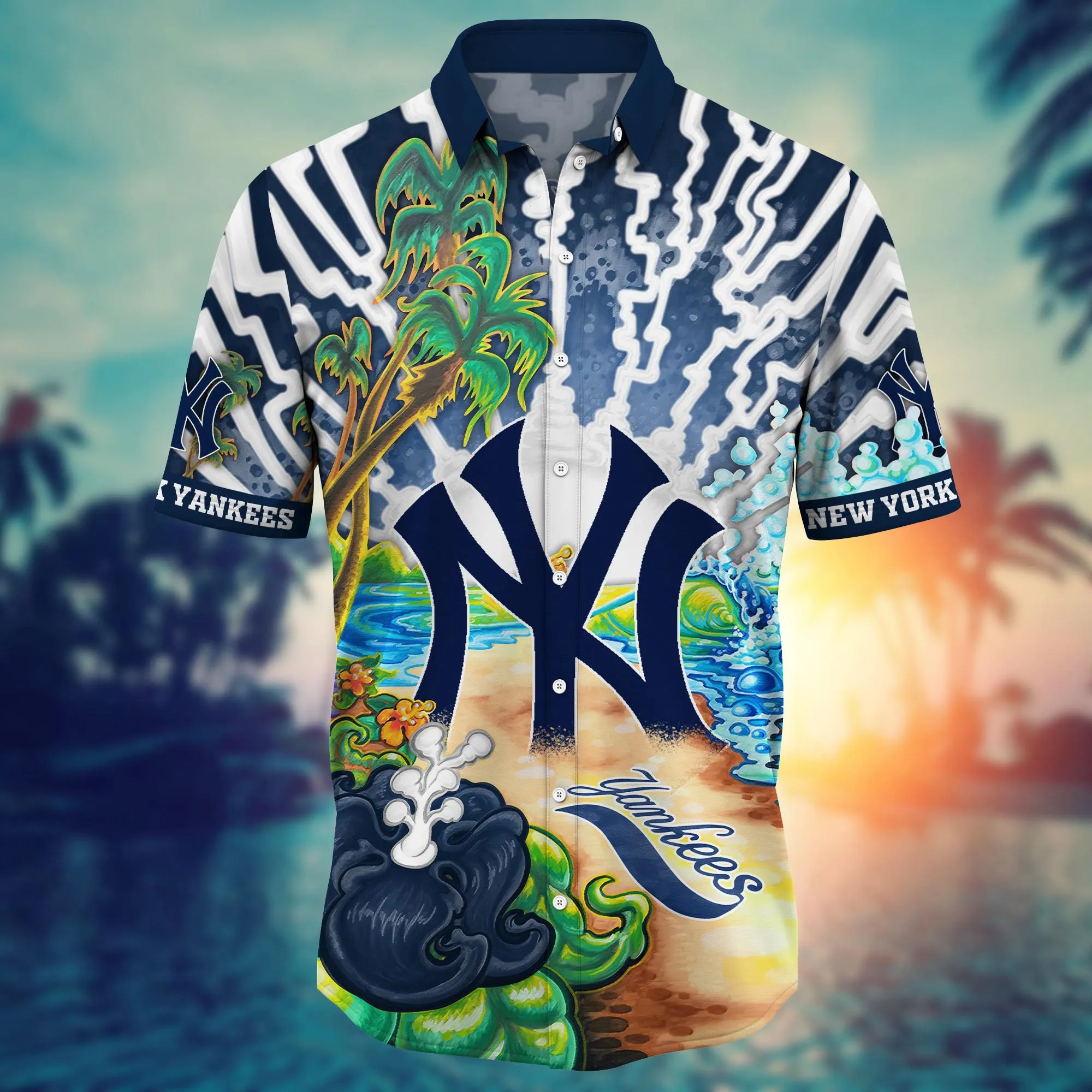New York Yankees MLB Hawaiian Shirt Traveltime Aloha Shirt