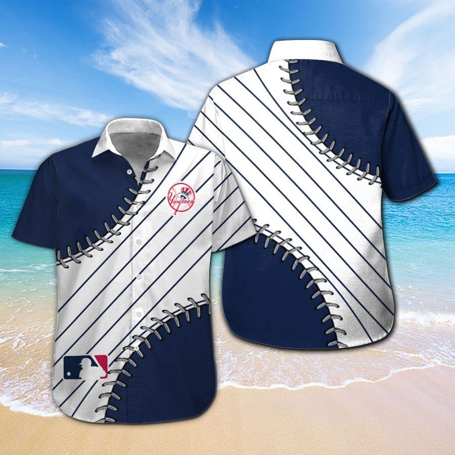 New York Yankees Short Sleeve Button Up Tropical Hawaiian Shirt VER012