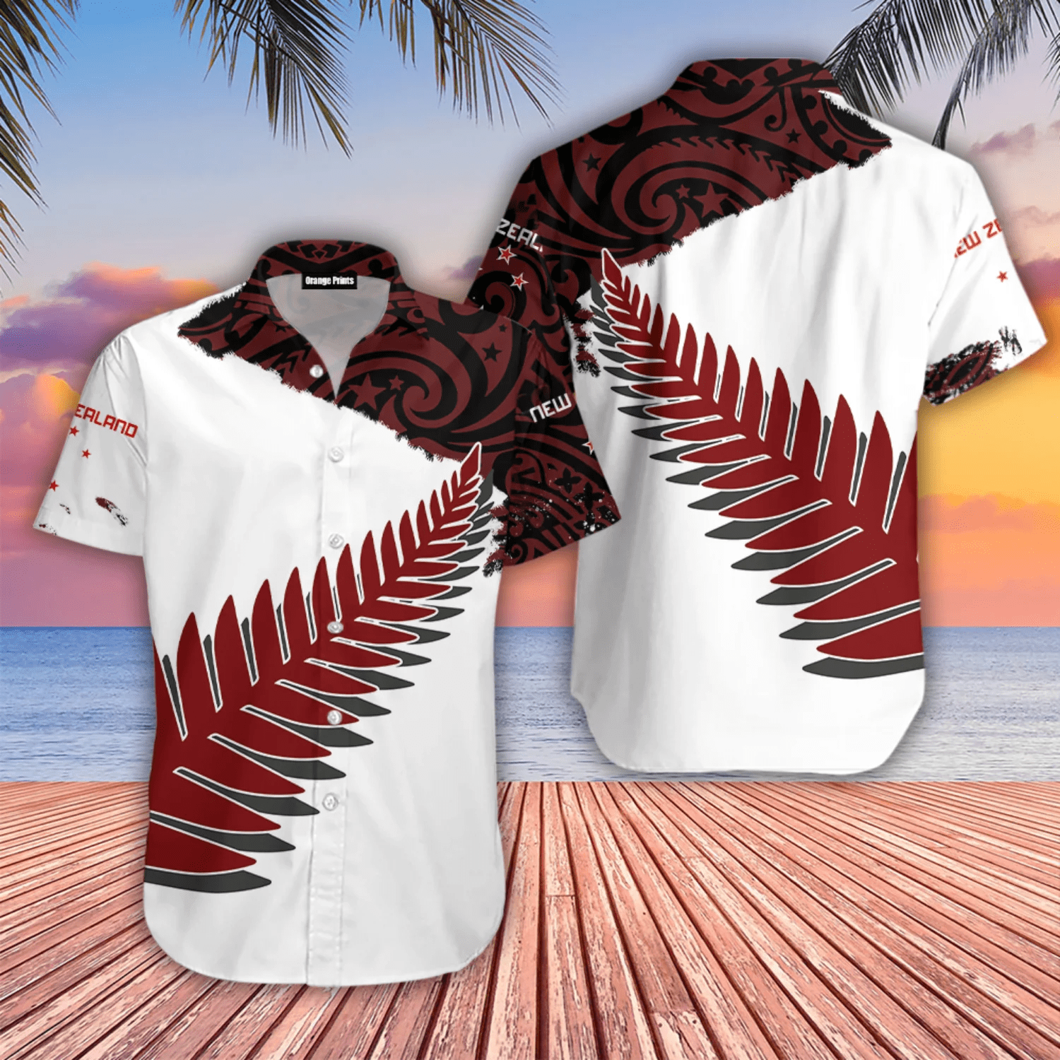 New Zealand Maori Fern Red Edition Trendy Hawaiian Shirt For