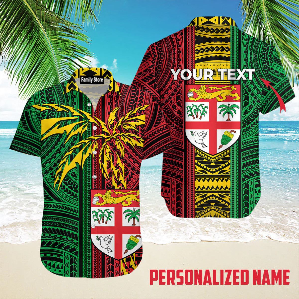 Newest Fiji Mix Coconut Custom Name Hawaiian Shirts