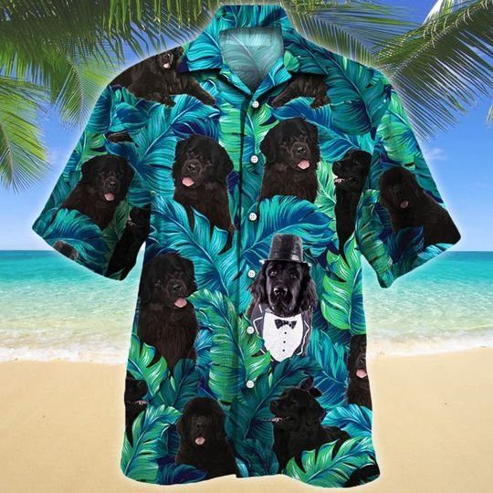 Newfoundland Dog Lovers Hawaiian Style For Summertime All Printed 3D Hawaiian Shirt