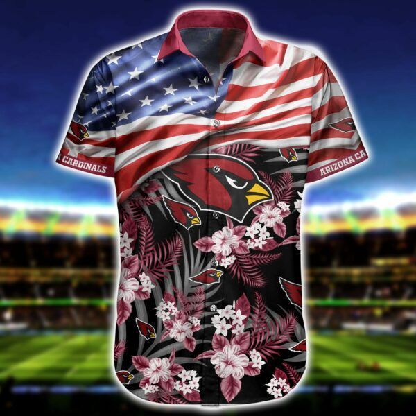 NFL Arizona Cardinals America Flag Flower Hawaiian Shirt