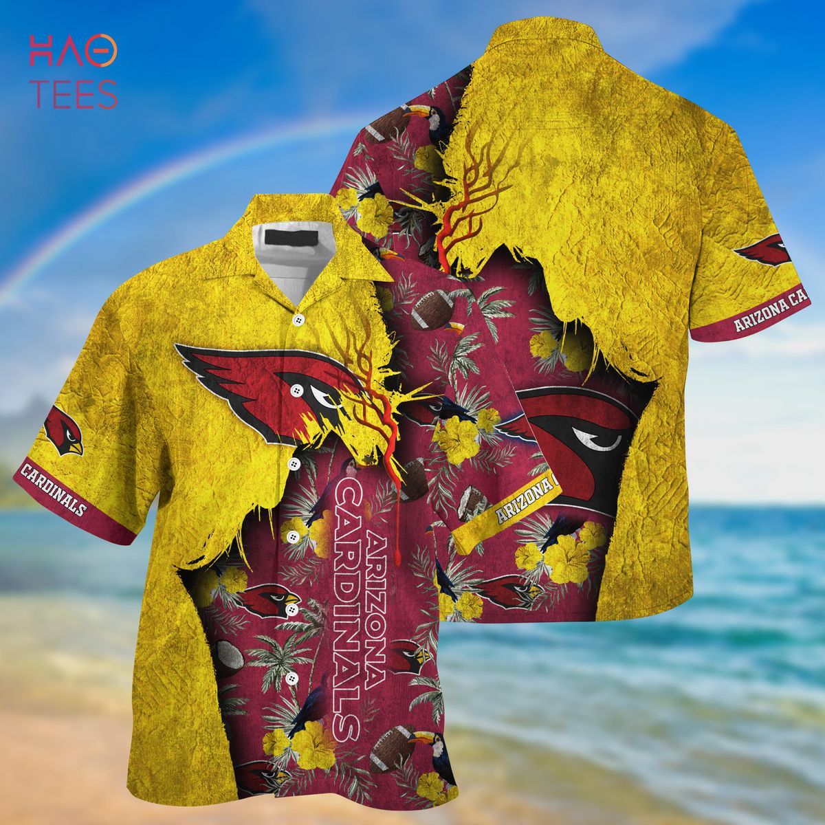 Nfl Arizona Cardinals Yellow Red Trendy Hawaiian Shirt Aloha Shirt