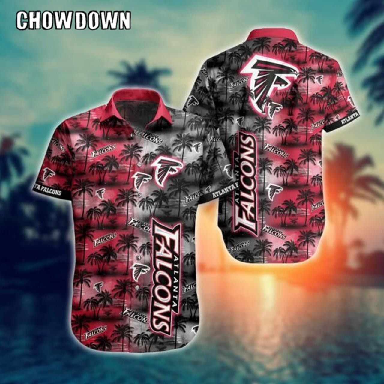 Nfl Atlanta Falcons Coconut Tree Red Silver Trendy Hawaiian Shirt Aloha Shirt