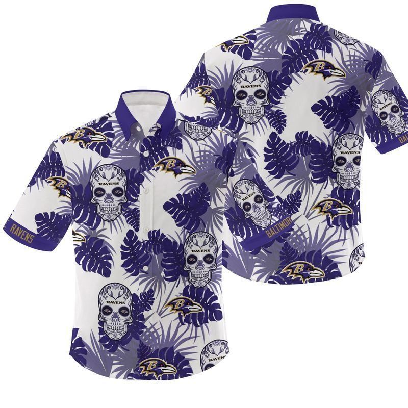 NFL Baltimore Ravens Candy Skulls Gift For Fan Hawaiian Shirt Graphic Print
