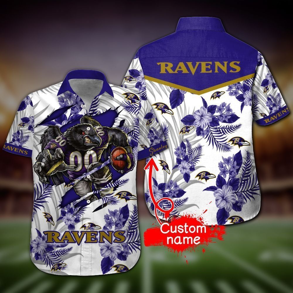 NFL Baltimore Ravens Gift For Fan Personalized Hawaiian Shirt Graphic Print