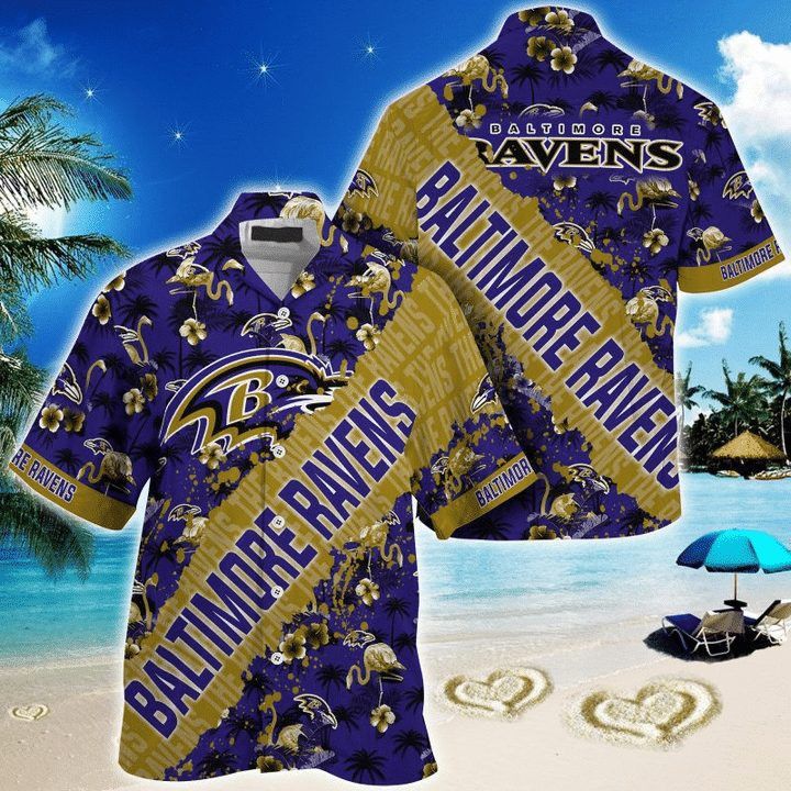 NFL Baltimore Ravens Purple Gold New Design Hawaiian Shirt