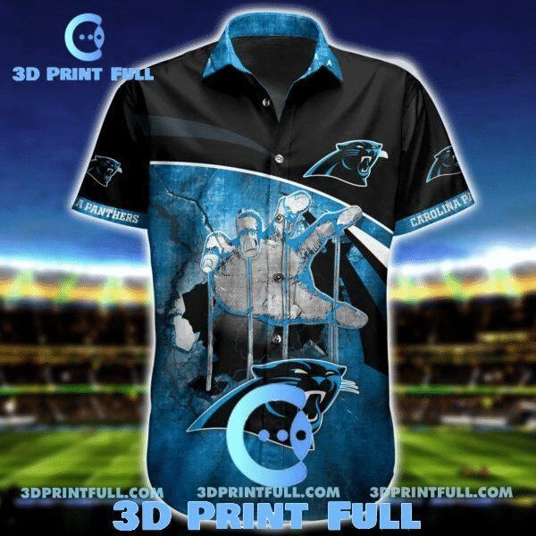 NFL Carolina Panthers Blue Black Hawaiian Shirt V3 Aloha Shirt