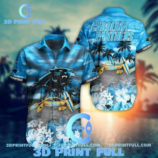 NFL Carolina Panthers Hawaiian Shirt And Short This Summer NFL Carolina Panthers Hawaiian Shirt And Short This Summer Trendy Aloha Design 2