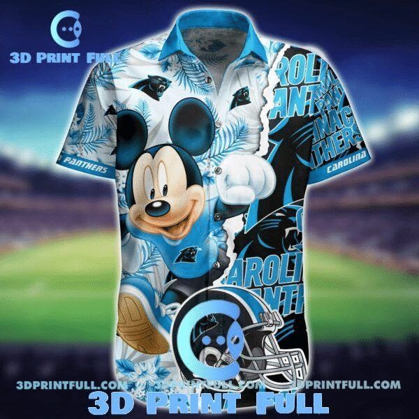 Nfl Carolina Panthers Mickey Mouse Blue Trendy Hawaiian Shirt V2 Aloha Shirt