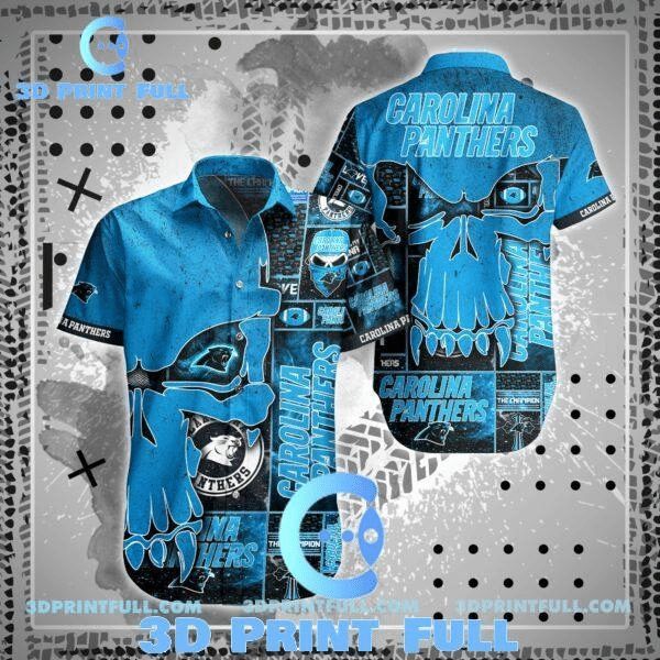 Nfl Carolina Panthers Skull Blue Trendy Hawaiian Shirt Aloha Shirt