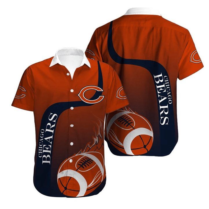 NFL Chicago Bears Fire Ball In Orange Hawaiian Shirt