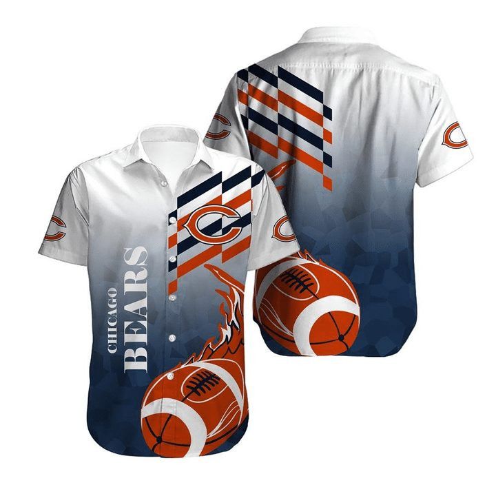 Nfl Chicago Bears Fire Ball In White Trendy Hawaiian Shirt Aloha Shirt