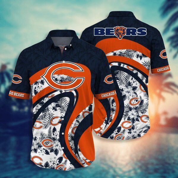 Nfl Chicago Bears Leaf Orange Curve Trendy Hawaiian Shirt Aloha Shirt